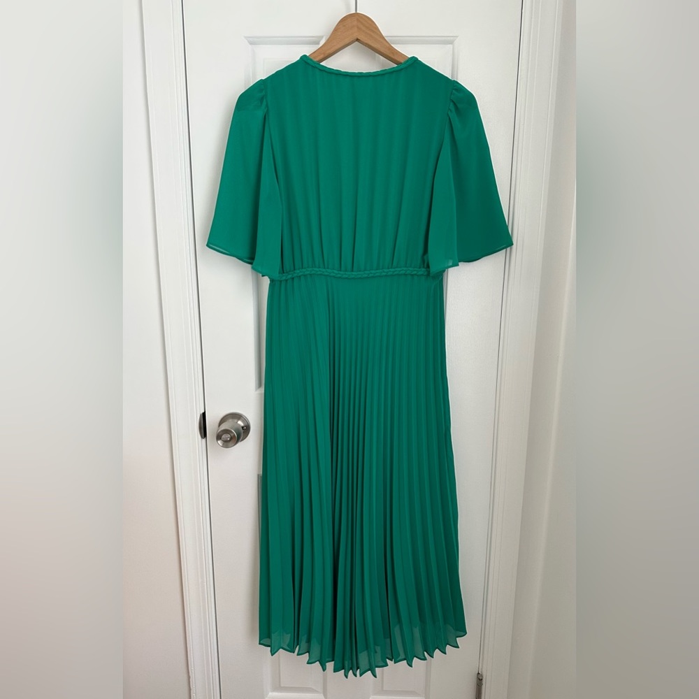 Sezane Emerald Green Pleated Midi Dress - Picture 6 of 8
